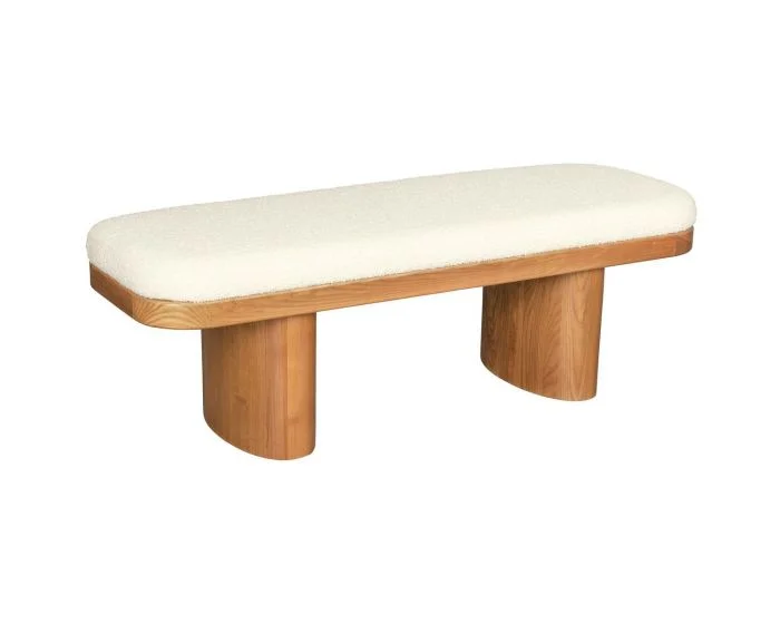 TOV Furniture Ollie Wooden Bench – White Boucle (Dropshippable)