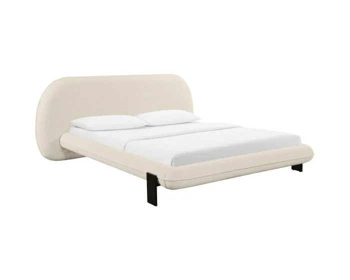 TOV Furniture Ophelia Wool Queen Bed – Cream Faux (CL1A) – CLEARANCE SALE