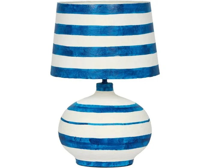 TOV Furniture Positano Papier Mache Table Lamp – Blue Striped (Dropshippable)