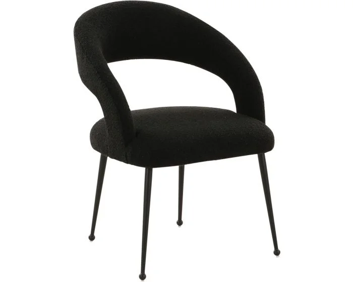TOV Furniture Rocco Performance Boucle Dining Chair – Black (Dropshippable)