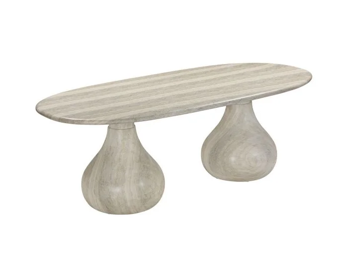 TOV Furniture Smooch Indoor / Outdoor Pedestal Dining Table – Faux Travertine