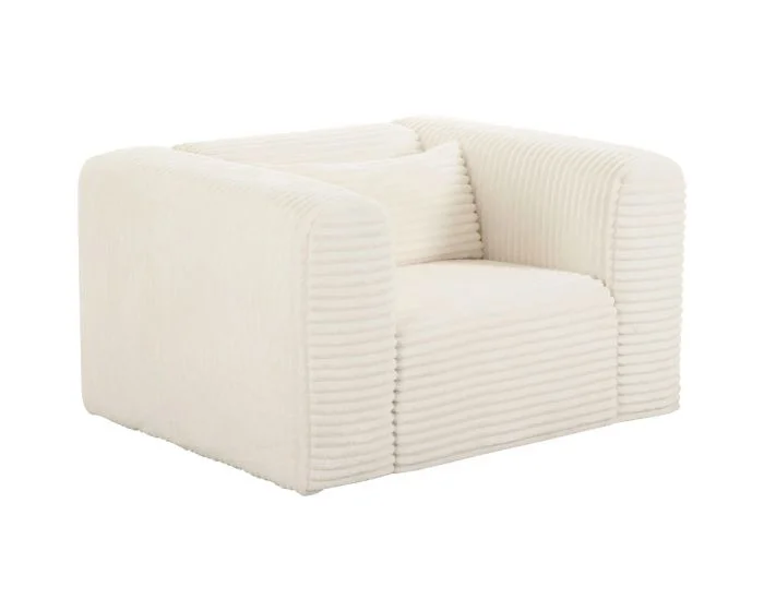 TOV Furniture Tarra Fluffy Oversized Corduroy Armchair – Cream