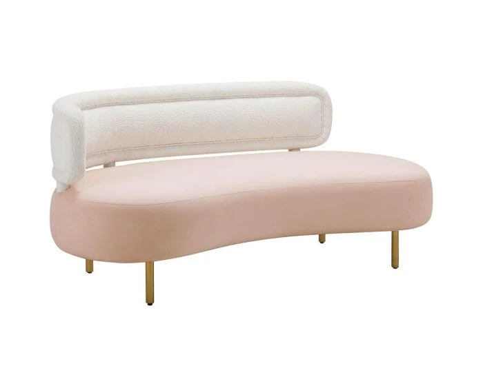 TOV Furniture Tischa Velvet Sofa – Cream Boucle & Blush