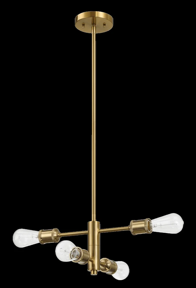 Trellis Four Lights Modern Gold Chandelier Vintage Pendant Fixture for Living Room Dining Kitchen 15″W × 6.75″H