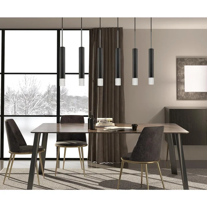 Troy Integrated Led Dimmable Hexagon Aluminum Casted 6 Lights Pendant With Glass Diffuser By Cal Lighting – Gun Metal