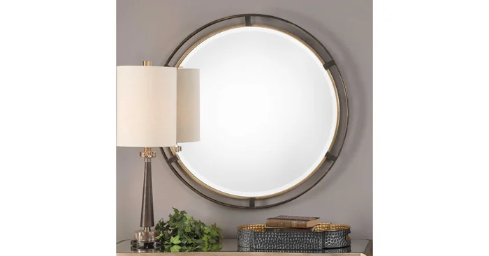 Uttermost Carrizo 36″ Diameter Circular Framed Bathroom Mirror