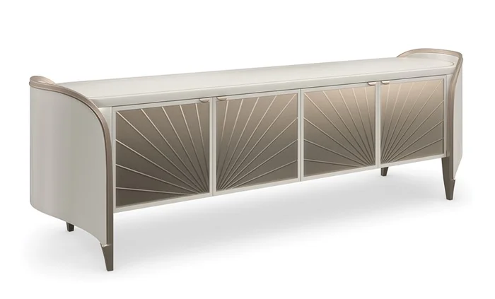 Valentina Media Console Matte Pearl, Golden Shimmer