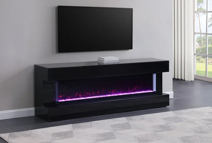 Vallerie 71-inch BT Speaker TV Stand Fireplace Console Black