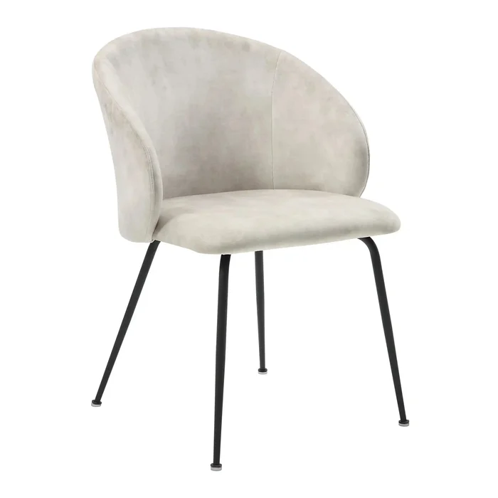 Velvet Upholstery Side Chairs 2 Piece Set With Metal Legs Modern Home Furniture – Beige