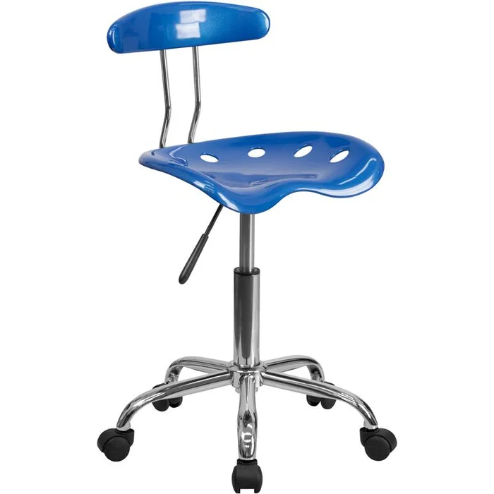 Vibrant Bright Blue And Chrome Swivel Task Office Chair With Tractor Seat By Flash Furniture – Bright Blue