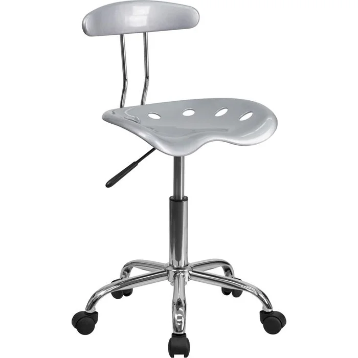 Vibrant Silver And Chrome Swivel Task Office Chair With Tractor Seat By Flash Furniture – Silver