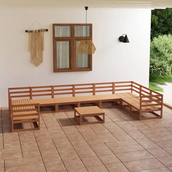 vidaXL 11 Piece Garden Lounge Set Solid Pinewood