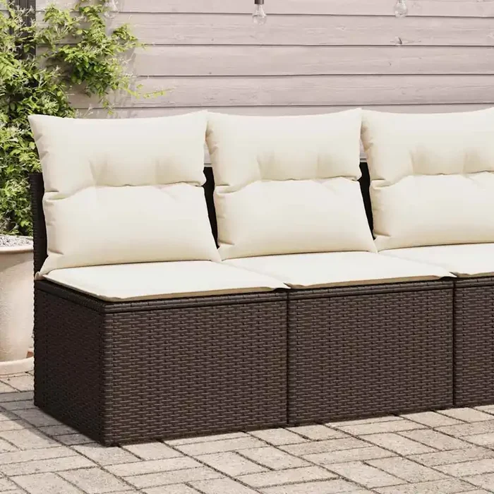 vidaXL 2 Piece Garden Sofa Set with Cushions Brown Poly Rattan Acacia