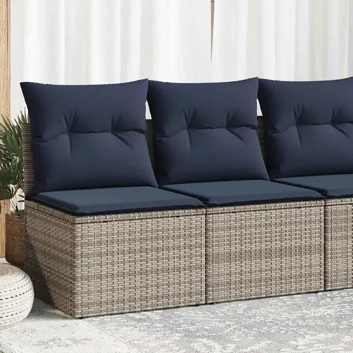 vidaXL 2 Piece Garden Sofa Set with Cushions Grey Poly Rattan Acacia