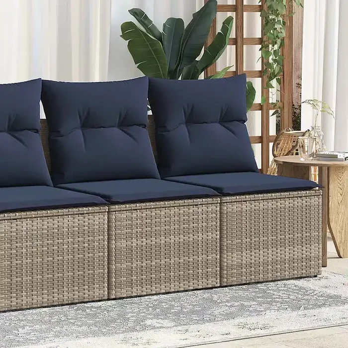 vidaXL 2 Piece Garden Sofa Set with Cushions Grey Poly Rattan Acacia