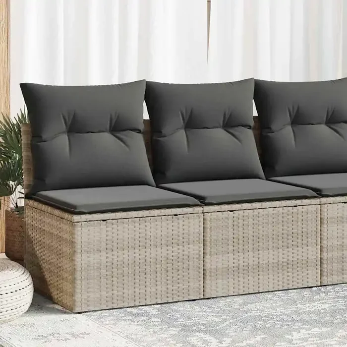 vidaXL 2 Piece Garden Sofa Set with Cushions Light Grey Poly Rattan Acacia