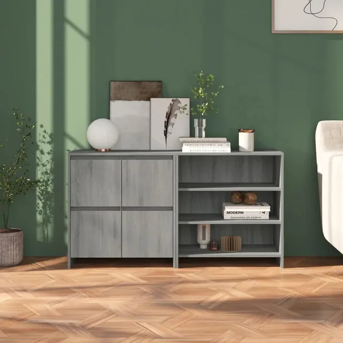 vidaXL 2 Piece Sideboard Grey Sonoma Engineered Wood