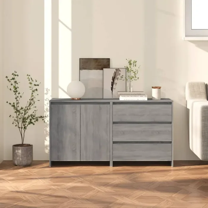vidaXL 2 Piece Sideboard Grey Sonoma Engineered Wood