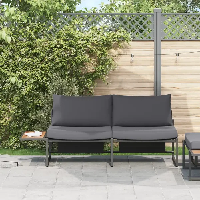 vidaXL 2-Seater Garden Sofa with Anthracite Cushions