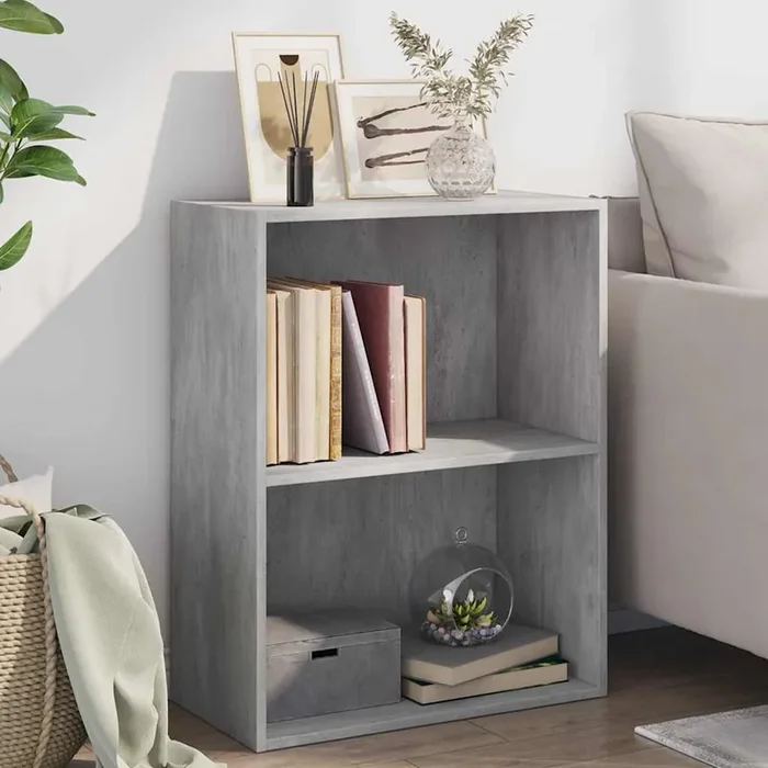 vidaXL 2-Tier Book Cabinet Concrete Grey 60x30x76.5 cm Engineered Wood