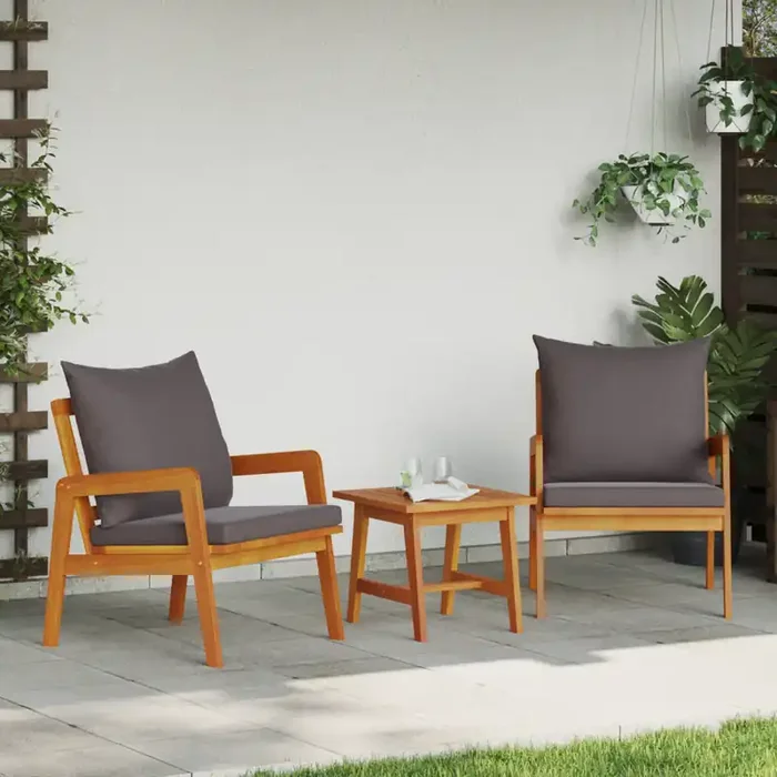 vidaXL 3 Piece Bistro Set with Cushions Solid Wood Acacia