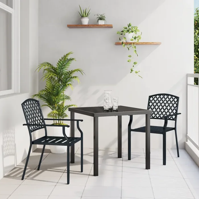 vidaXL 3 Piece Garden Dining Set Anthracite Steel