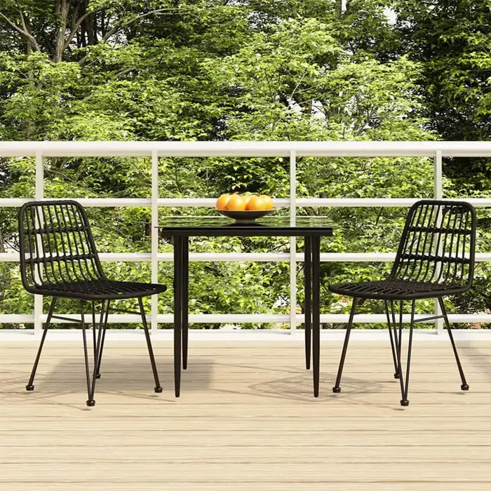 vidaXL 3 Piece Garden Dining Set Black Poly Rattan