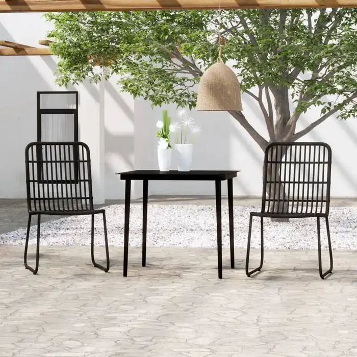 vidaXL 3 Piece Garden Dining Set Black
