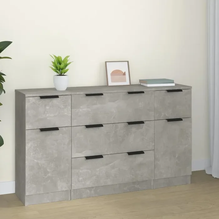 vidaXL 3 Piece Sideboard Set Concrete Grey Engineered Wood