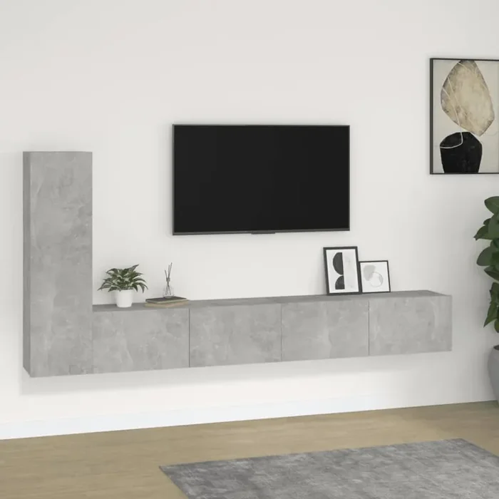 vidaXL 3 Piece TV Cabinet Set Concrete Grey Engineered Wood