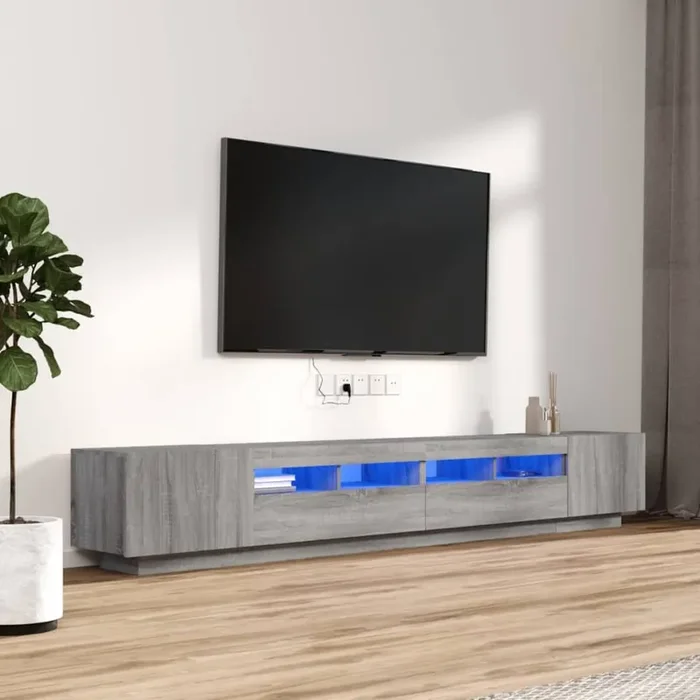 vidaXL 3 Piece TV Cabinet Set with LED Lights Grey Sonoma Engineered Wood