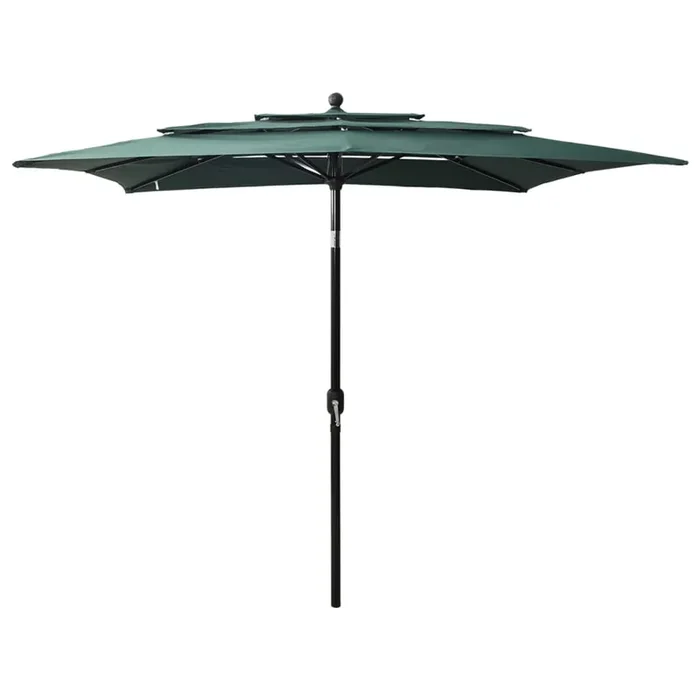 vidaXL 3-Tier Garden Parasol with Aluminium Pole Green 2.5×2.5 m