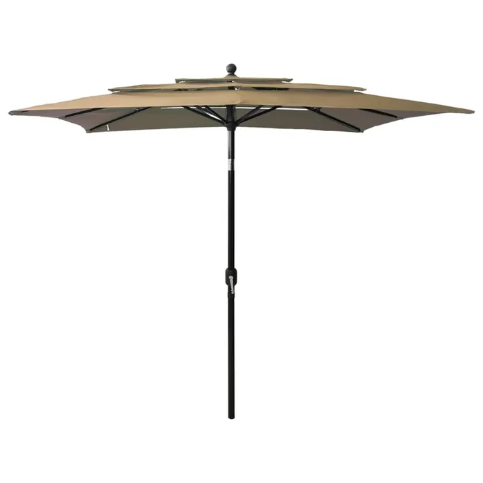 vidaXL 3-Tier Garden Parasol with Aluminium Pole Taupe 2.5×2.5 m