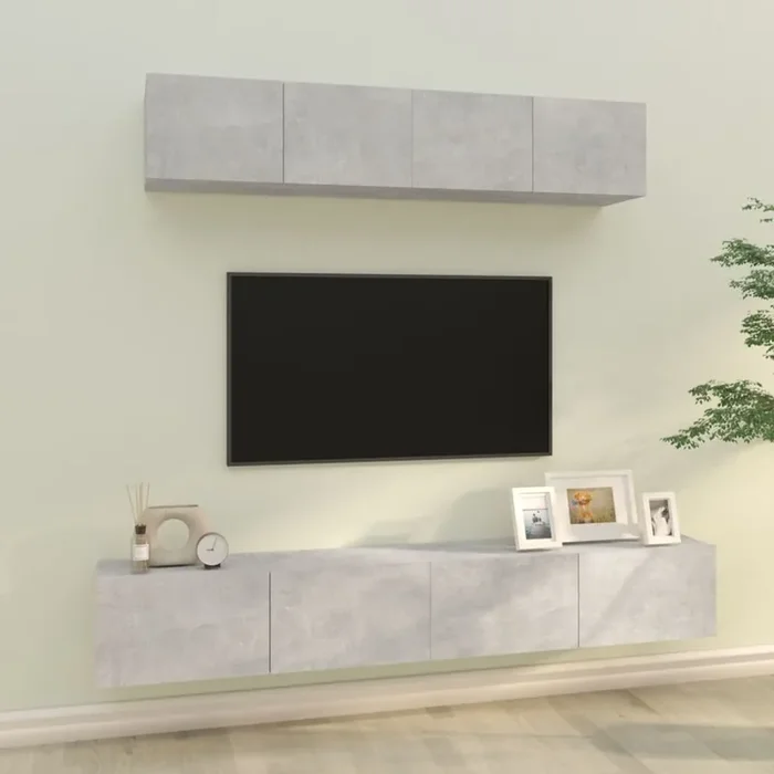 vidaXL 4 Piece TV Cabinet Set Concrete Grey Engineered Wood