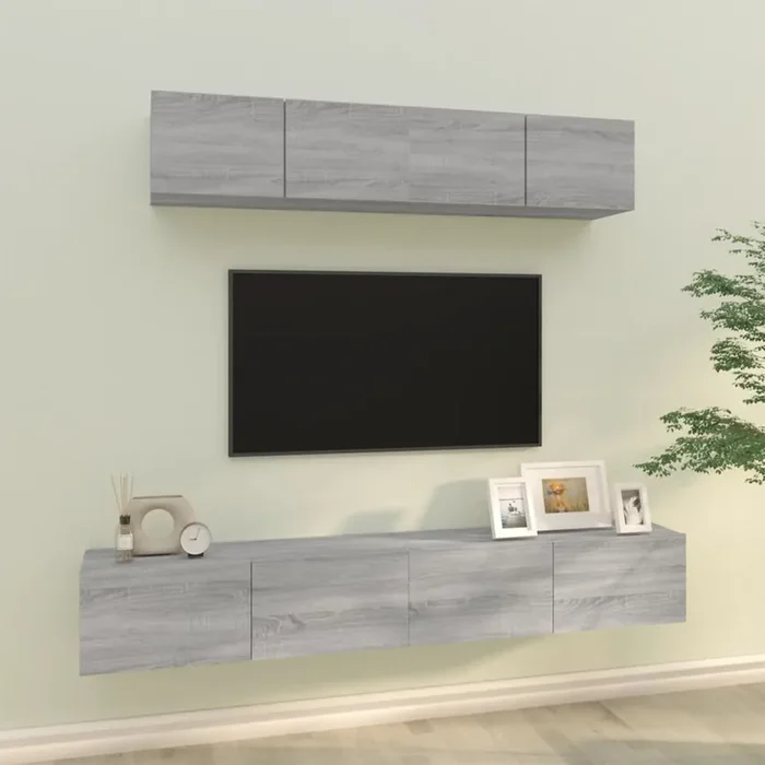 vidaXL 4 Piece TV Cabinet Set Grey Sonoma Engineered Wood