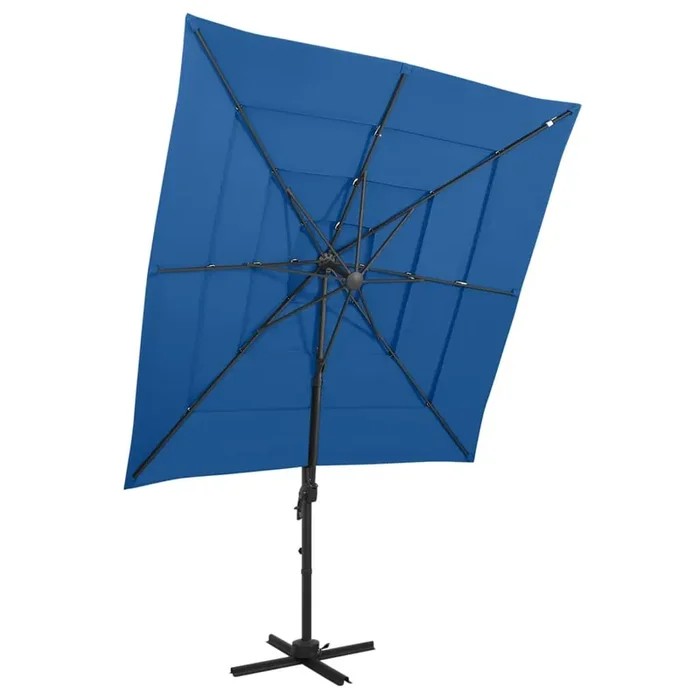 vidaXL 4-Tier Garden Parasol with Aluminium Pole Azure Blue 250×250 cm