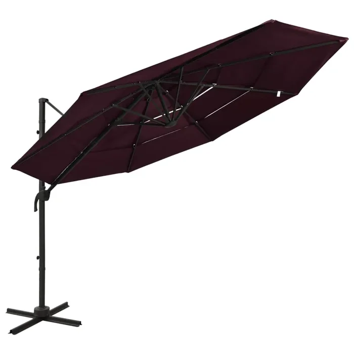 vidaXL 4-Tier Garden Parasol with Aluminium Pole Bordeaux Red 3×3 m