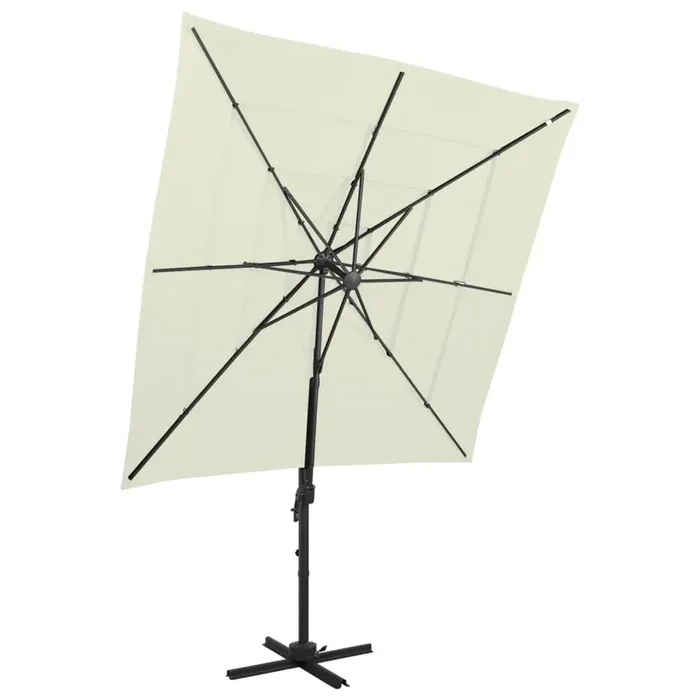 vidaXL 4-Tier Garden Parasol with Aluminium Pole Sand 250×250 cm