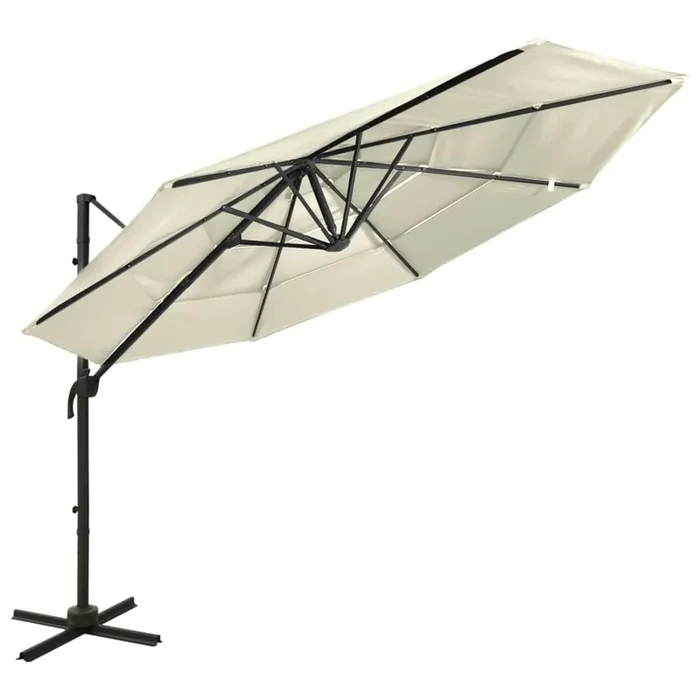 vidaXL 4-Tier Garden Parasol with Aluminium Pole Sand 3×3 m