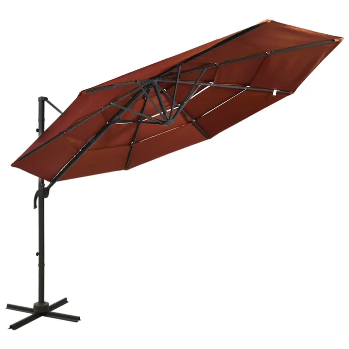 vidaXL 4-Tier Garden Parasol with Aluminium Pole Terracotta 3×3 m
