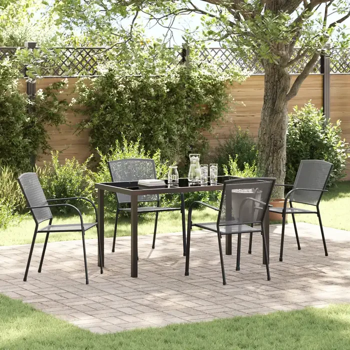 vidaXL 5 Piece Garden Dining Set Anthracite Steel