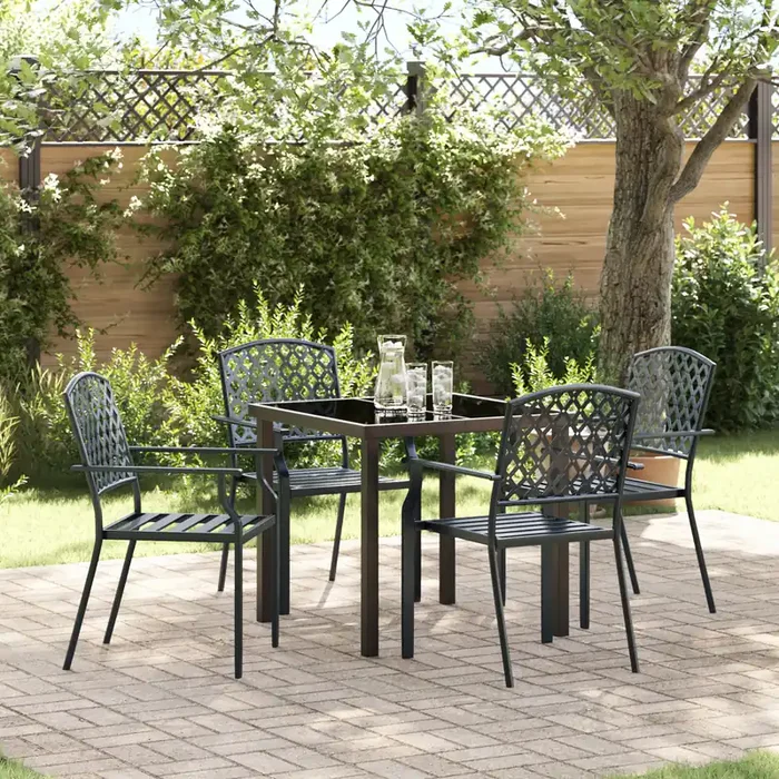 vidaXL 5 Piece Garden Dining Set Anthracite Steel