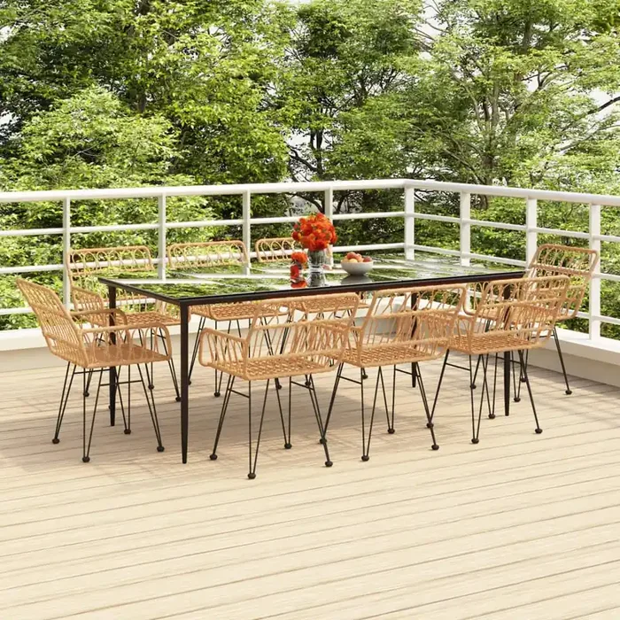 vidaXL 9 Piece Garden Dining Set Poly Rattan