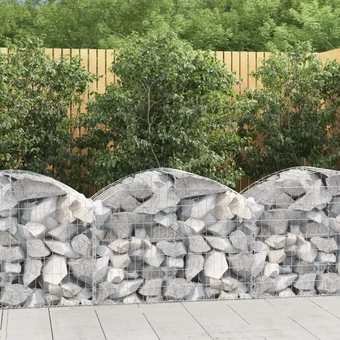vidaXL Arched Gabion Basket 100x50x60/80 cm Galvanised Iron