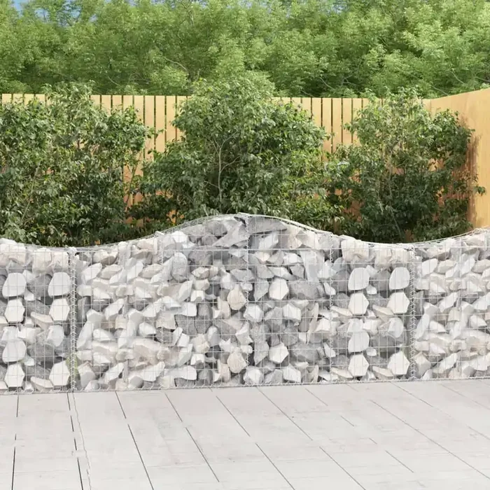 vidaXL Arched Gabion Baskets 12 pcs 200x30x80/100 cm Galvanised Iron