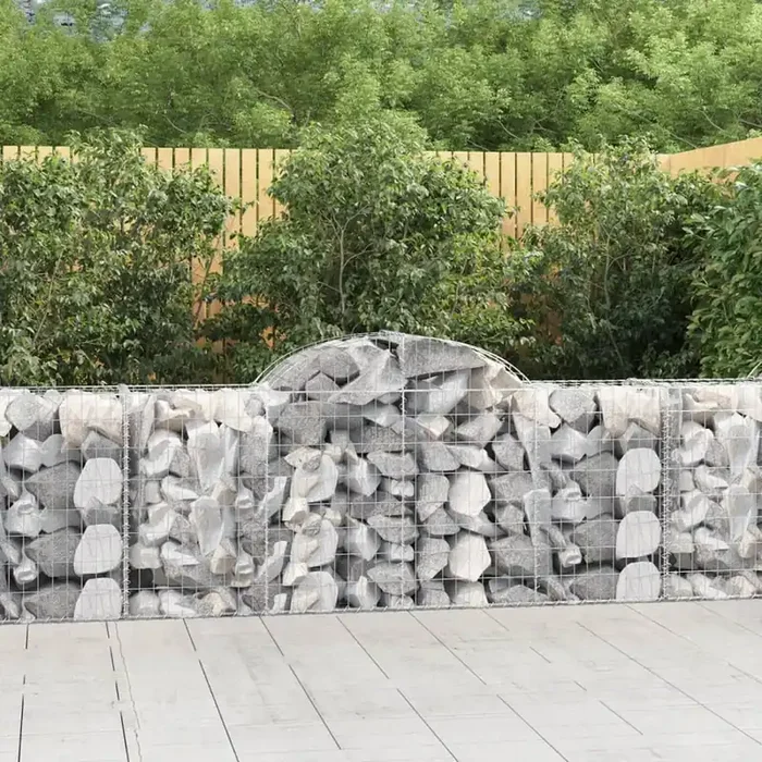 vidaXL Arched Gabion Baskets 4 pcs 200x50x80/100 cm Galvanised Iron