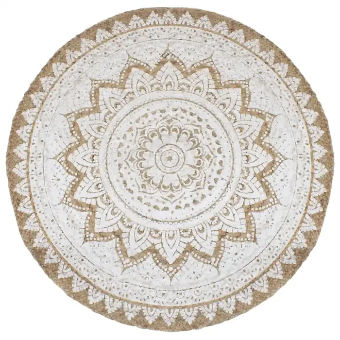 vidaXL Area Rug Braided Jute Printed 210 cm Round