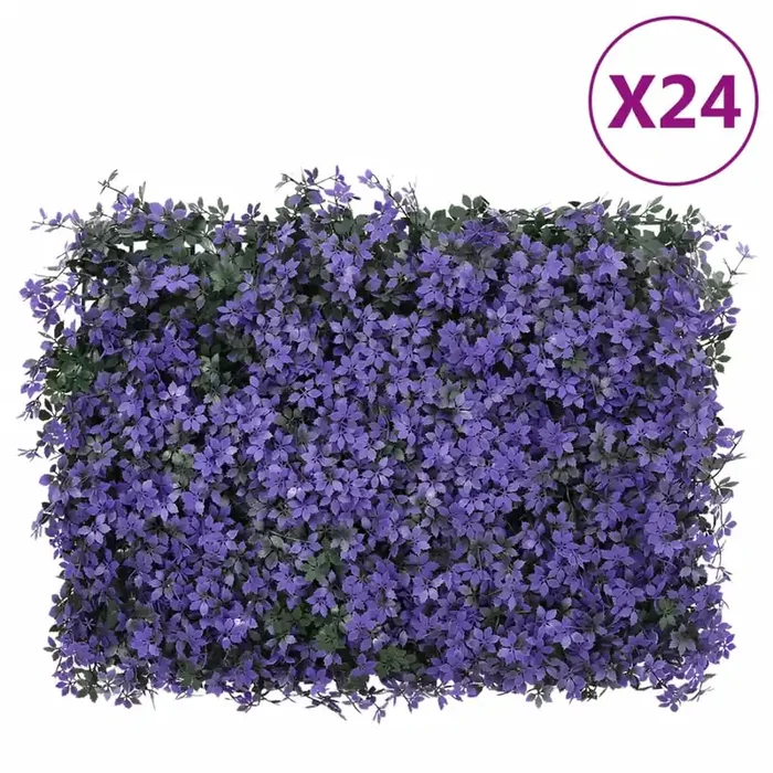 vidaXL Artificial Leaf Fence 24 pcs Purple 40×60 cm