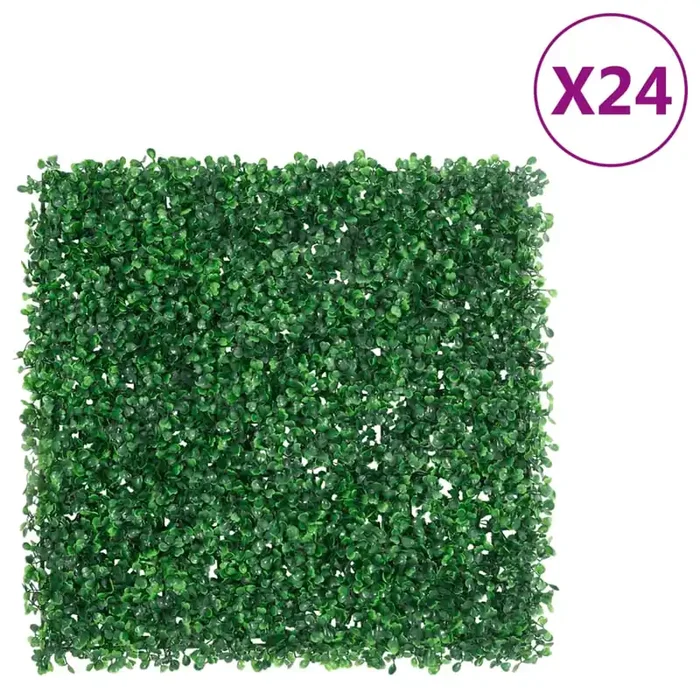 vidaXL Artificial Shrub Leaf Fence 24 pcs Green 50×50 cm
