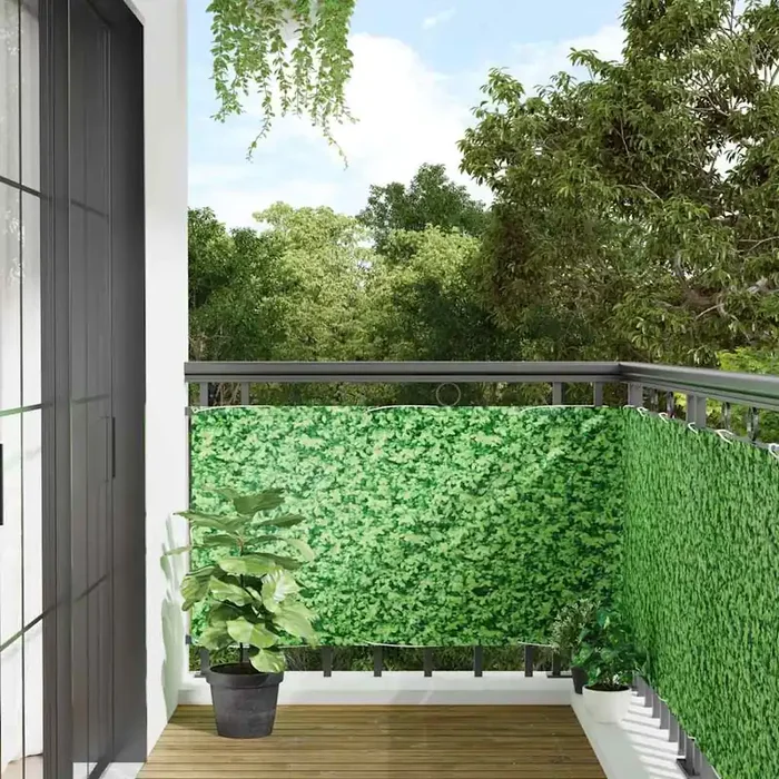 vidaXL Balcony Privacy Screen Plant Look Green 400×90 cm PVC